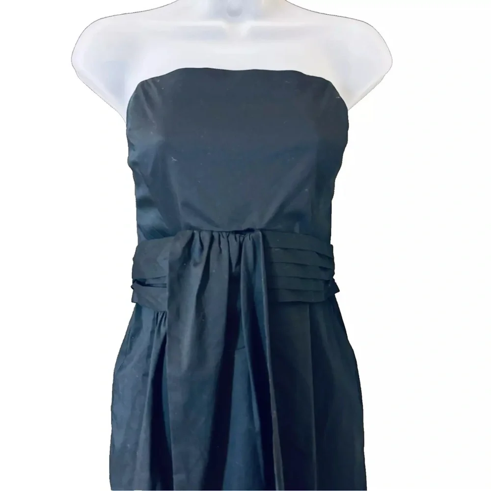 NWT Banana Republic Strapless Dress Women's 8 Back Slit Cotton Blend Black - Picture 2 of 11